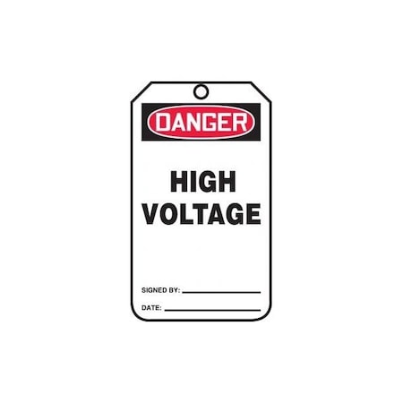 Accuform Safety Tags, DANGER HIGH VOLTAGE, 5.75in x 3.25in, PF-Cardstock, 25PK MDT103CTP